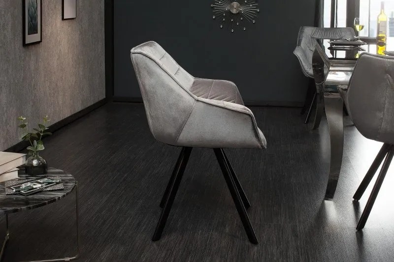 Scaun design retro Dutch Comfort, catifea gri