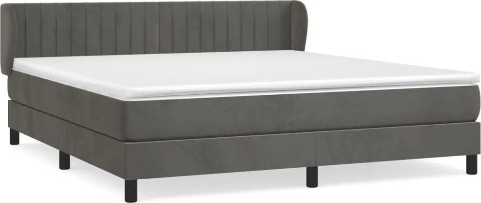 vidaXL Pat box spring cu saltea, gri închis, 160x200 cm, catifea