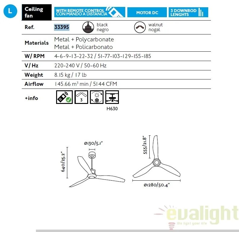 Ventilator cu telecomanda JUST 33395