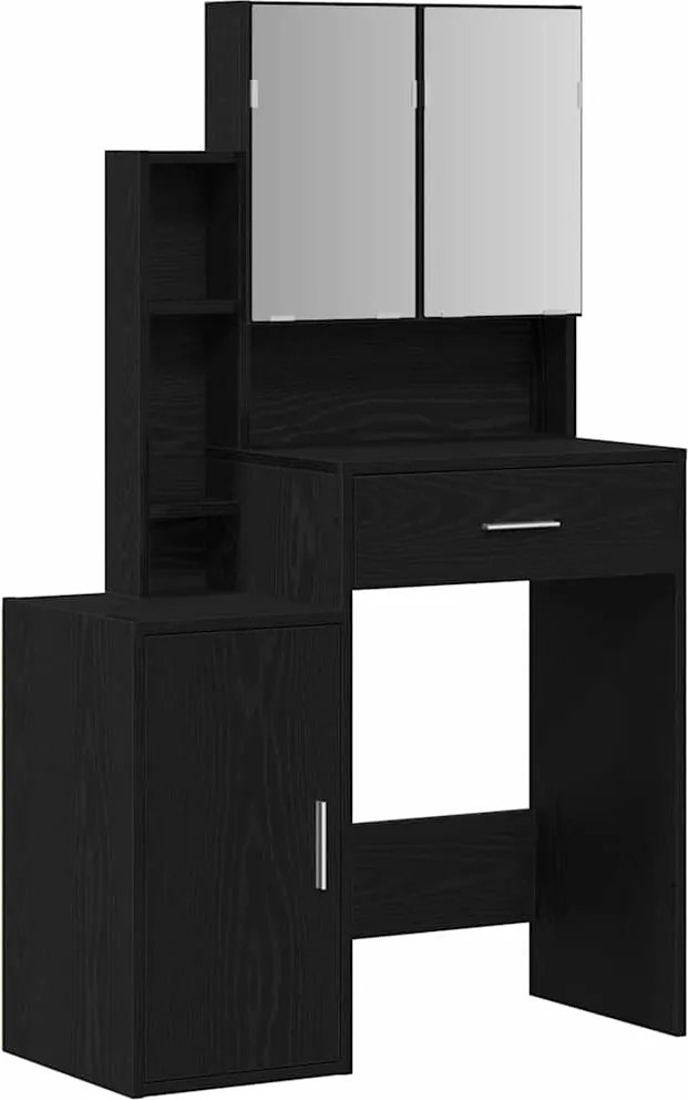 vidaXL Masă de Machiaj Stejar Negru 80 x 35 x 132 cm Lemn compozit