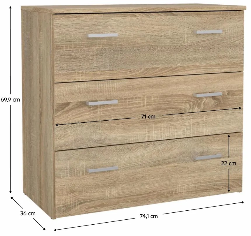 Comodă GARBO 3, stejar sonoma