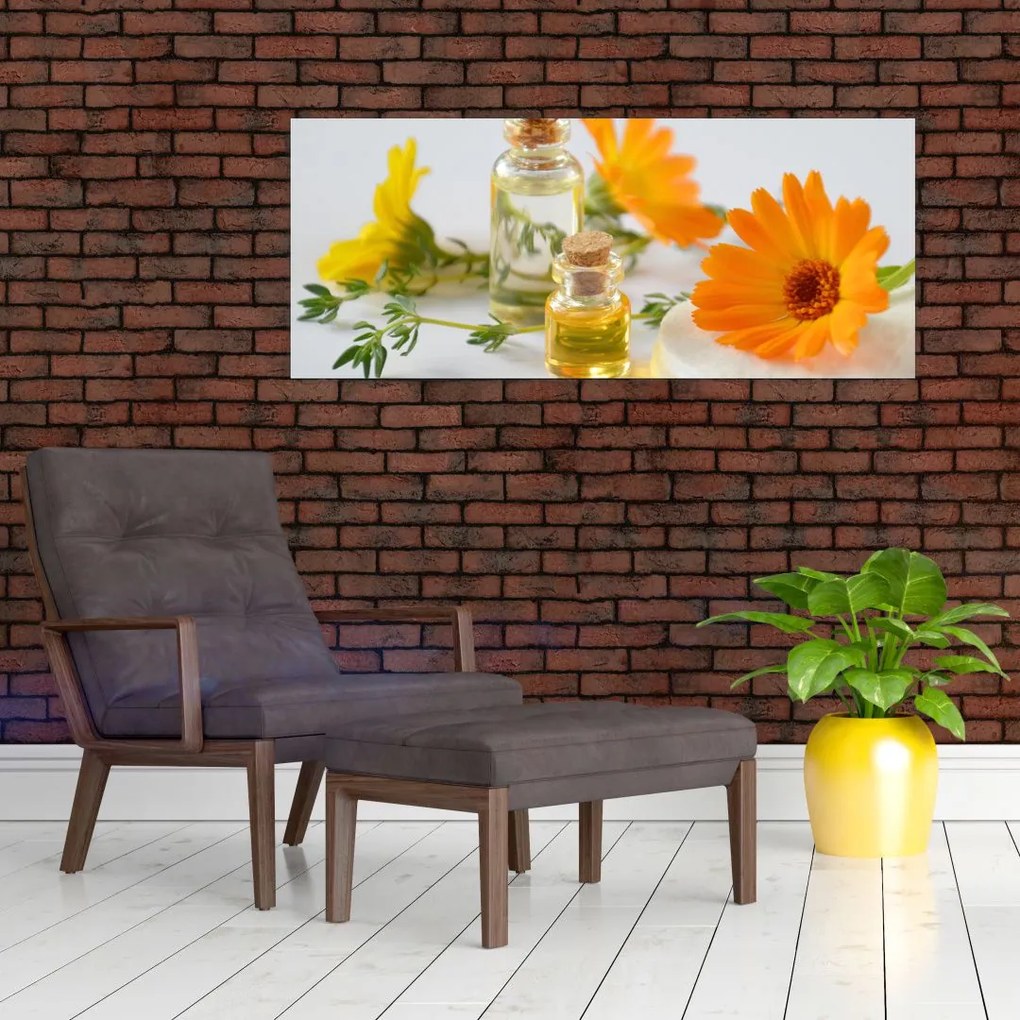 Tablou cu flori portocalii (120x50 cm)