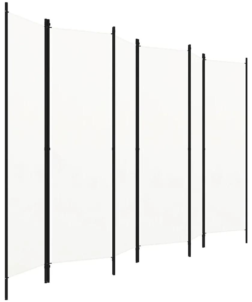 Paravan camera cu 6 panouri, alb crem, 300 x 180 cm Alb, 6