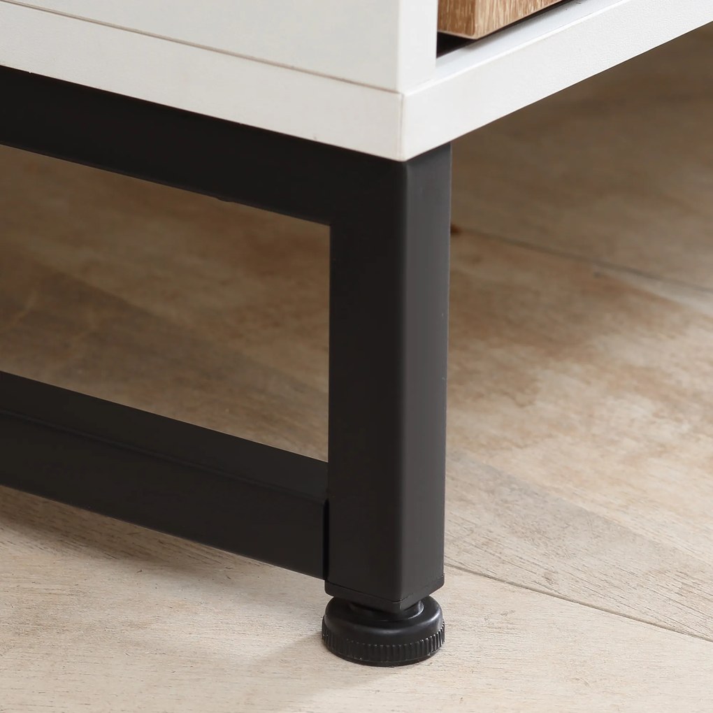 HOMCOM Suport TV pentru modele de pana la 50" Max, PAL modern si suport TV din otel cu 2 rafturi deschise si 2 dulapuri inchise, 120x39,5x45cm | Aosom Romania