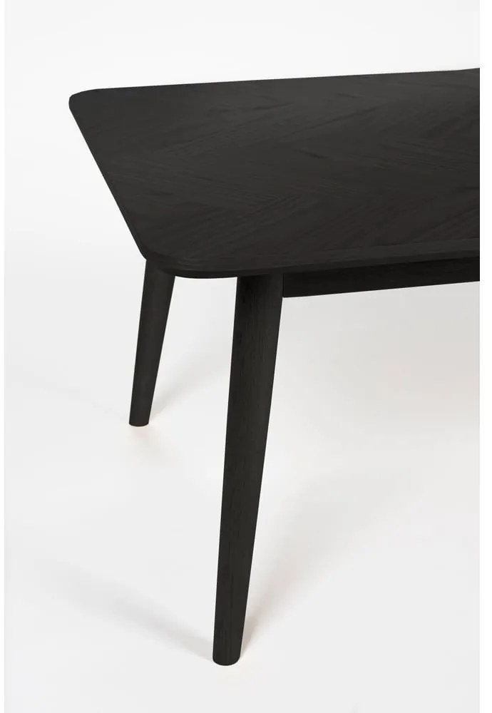 Măsuță de cafea neagră cu blat cu aspect de lemn de stejar 60x120 cm Fabio – White Label