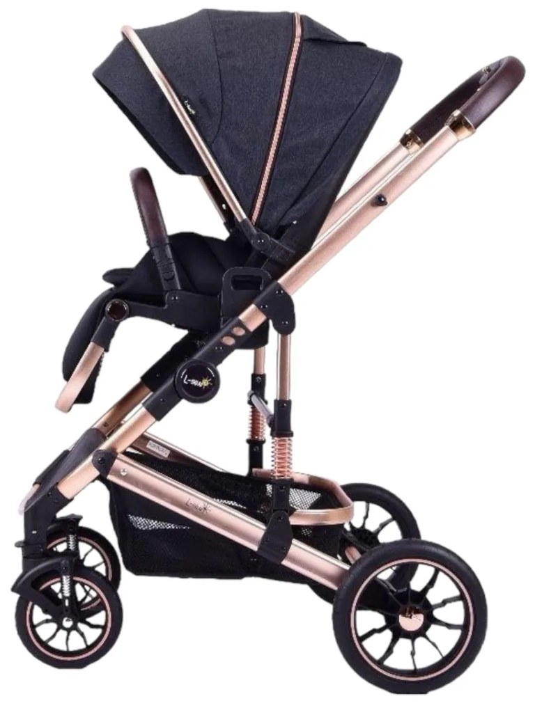 Carucior 3 in 1 reversibil si pliabil cu geanta inclusa si scoica auto, 0-36 luni, Negru - CPC-60-negru