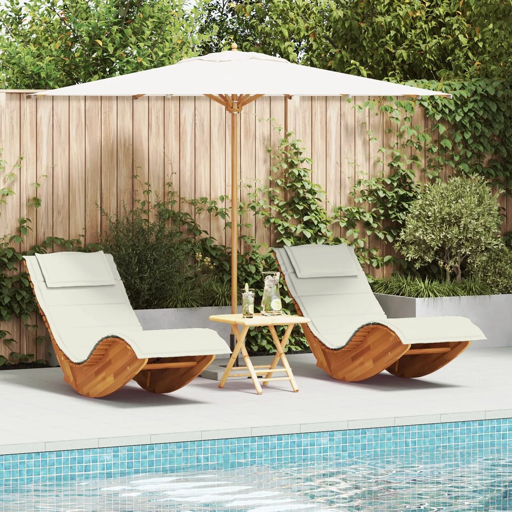 vidaXL Șezlong 2 pcs Maro 60 x 154 x 74cm Lemn masiv de acacia