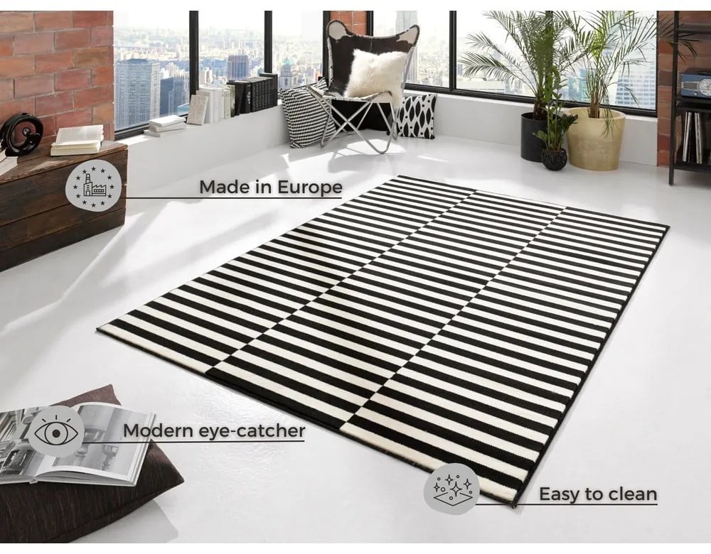Covor Hanse Home Gloria Panel, 160x230 cm, negru-alb