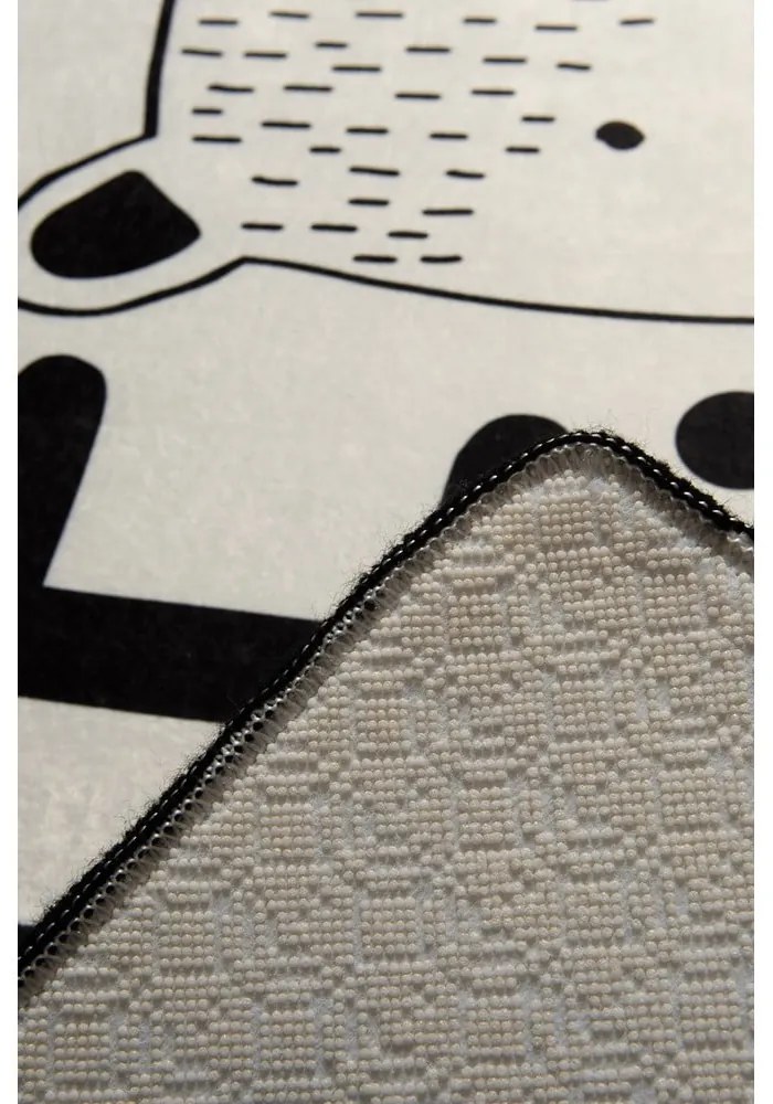 Covor antiderapant pentru copii Conceptum Hypnose Little Bear, 100 x 160 cm, alb - negru