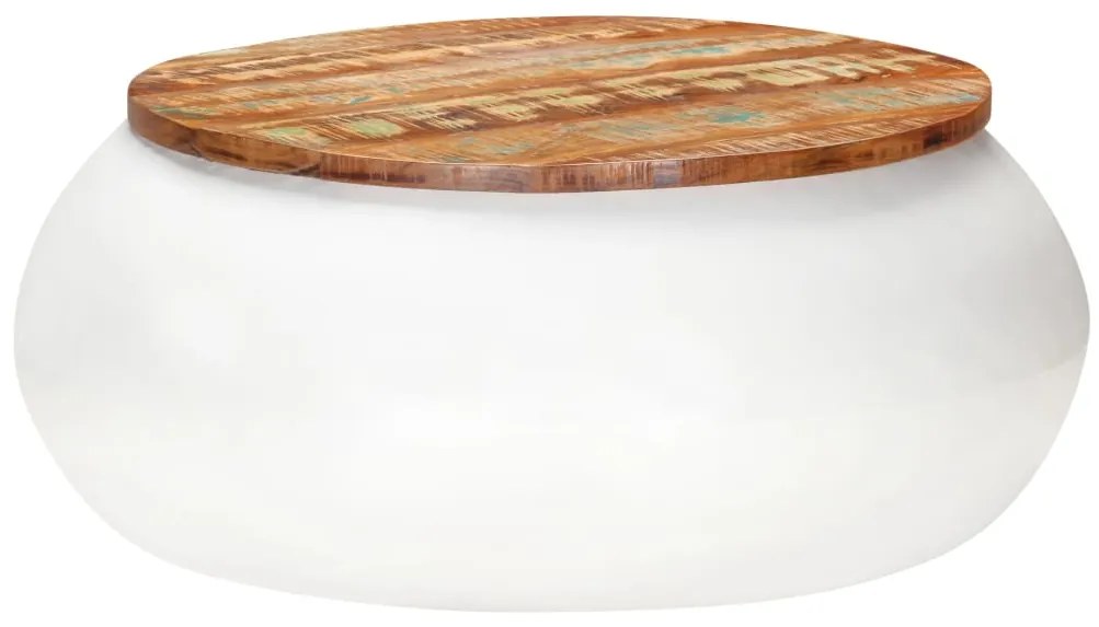 vidaXL Măsuță de cafea, alb, 68x68x30 cm, lemn masiv reciclat