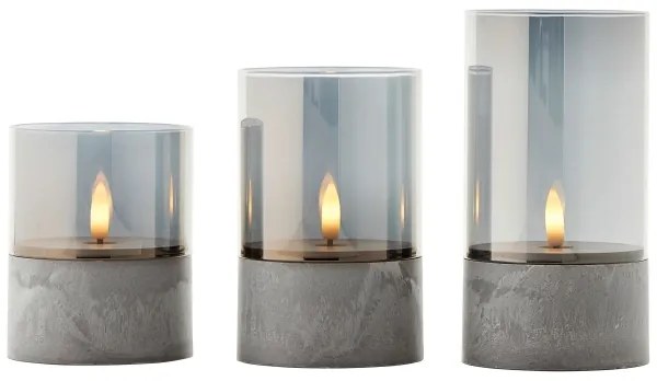 Brilliant - Set de 3 lumânări LED BOUGIE LED/2xAA IP44 gri/fumuriu