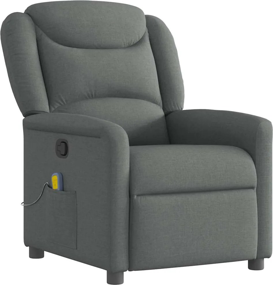 vidaXL Fotoliu de masaj rabatabil, gri închis, material textil