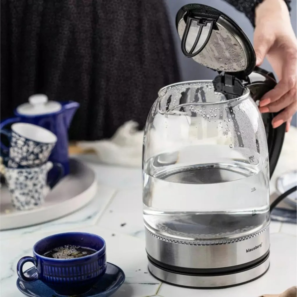 Fierbător electric din sticlă cu LED, 1.7 L, Klausberg KB-7886