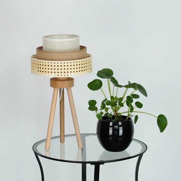 Brilagi - Lampă de masă CEDAR LUNETA 1xE27/15W/230V ratan maro/crem