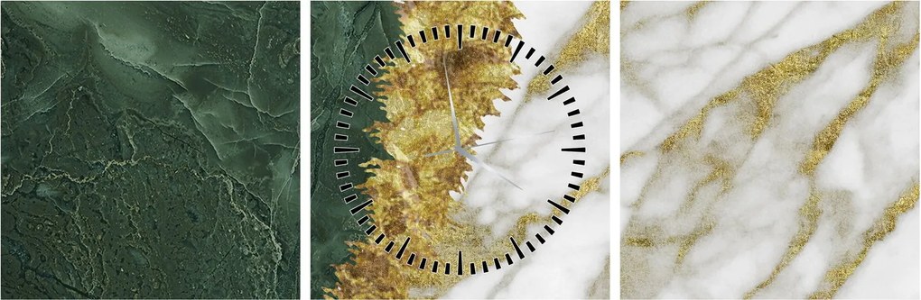 Tablou - Marmură verde N⁰1 (cu ceas) (90x30 cm)