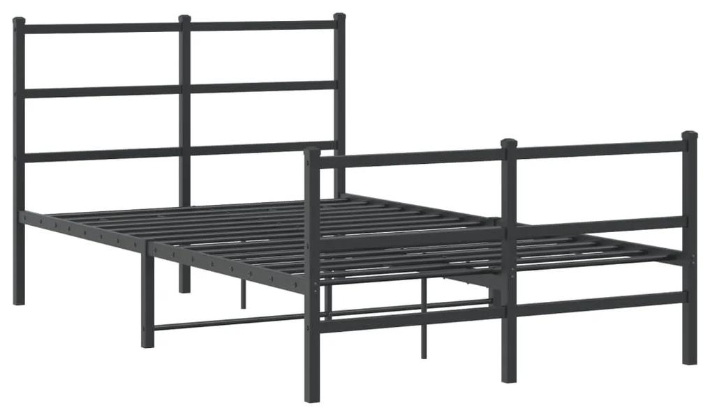 355381 vidaXL Cadru pat metalic cu tăblie de cap/picioare , negru, 120x200 cm
