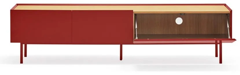 Comodă TV roșie cu aspect de lemn de stejar 180x45 cm Arista – Teulat