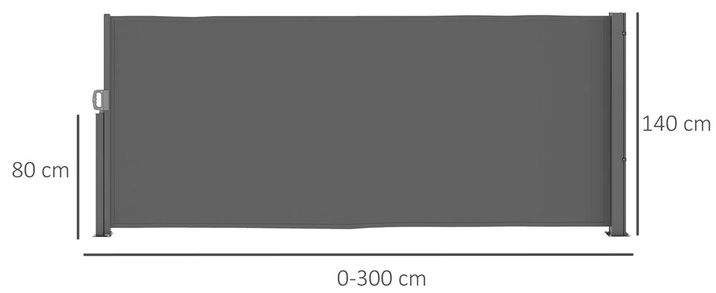 Outsunny Parasolar lateral extensibil opac cu suport de perete Acoperire 300x140cm Gri inchis | Aosom Romania