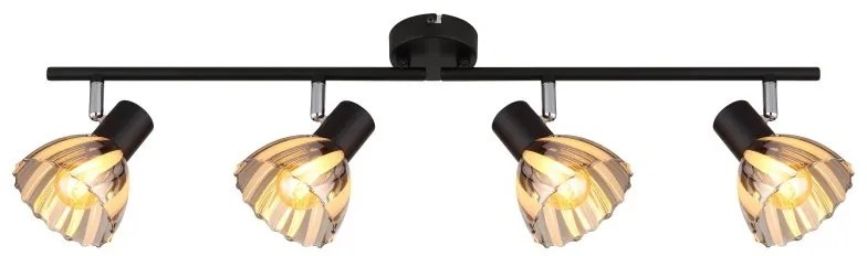 Plafoniera metal negru sticla fumurie ZACHERY 4L