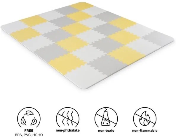 KINDERKRAFT - Puzzle din spumă LUNO 30 piese gri/galben
