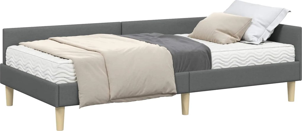 vidaXL Cadru de pat colțar cu saltea cu saltea 2 pcs Gri țesătură