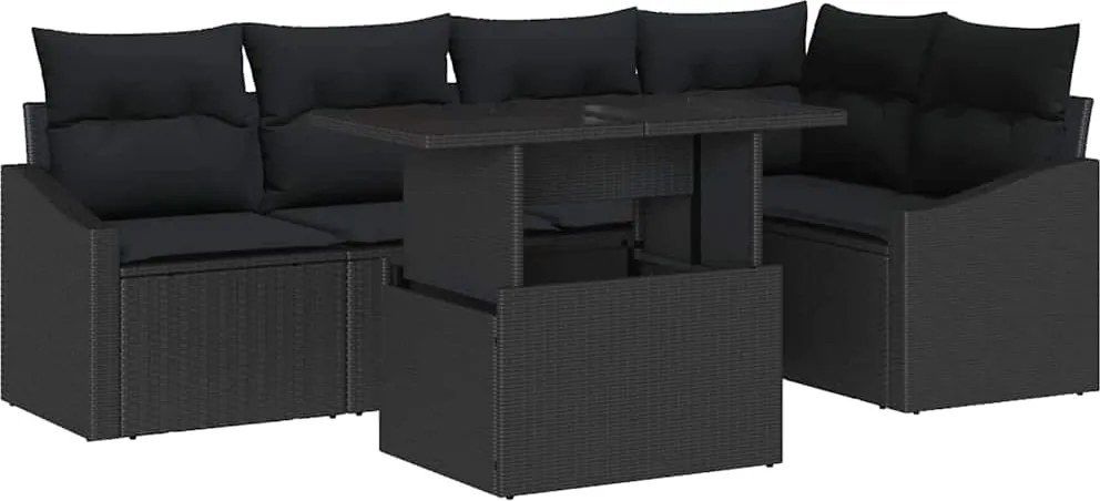 vidaXL Set de canapele pentru grădină cu pernă cu pernă 6 pcs Negru