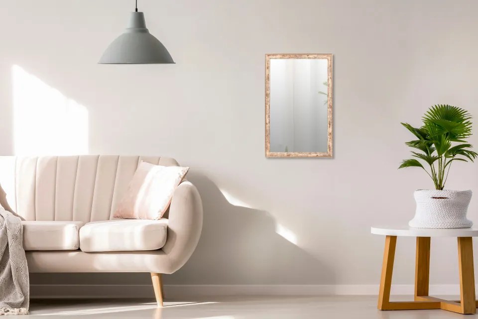 Oglinda dreptunghiulara cu rama din polistiren alba/maro/aurie Gilbert, 57,5cm (L) x 37,5cm (W) x 1,6cm (H)
