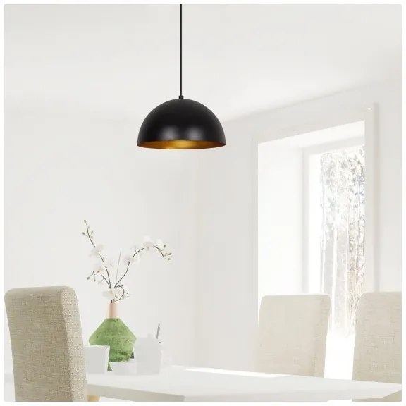 Pendul pe cablu SIVANI 1xE27/40W/230V Ø 30 cm negru/cupru