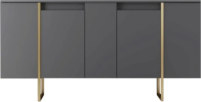 Consola, Hanah Home, Luxe, 160x35x80 cm, Antracit / Aur