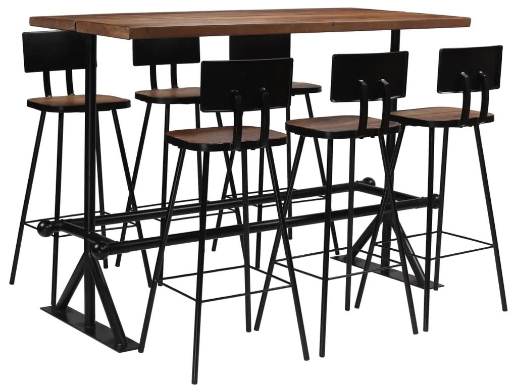 Set mobilier de bar, 7 piese, lemn masiv reciclat 7