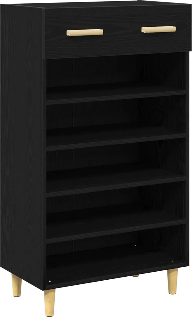 vidaXL Dulap pentru pantofi cu sertar Stejar Negru 60 x 35 x 105 cm
