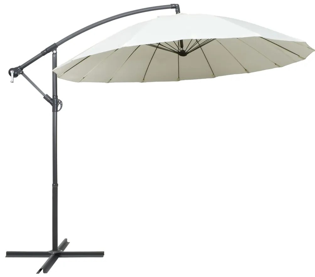 vidaXL Umbrelă de soare suspendată, alb, 3 m, stâlp de aluminiu