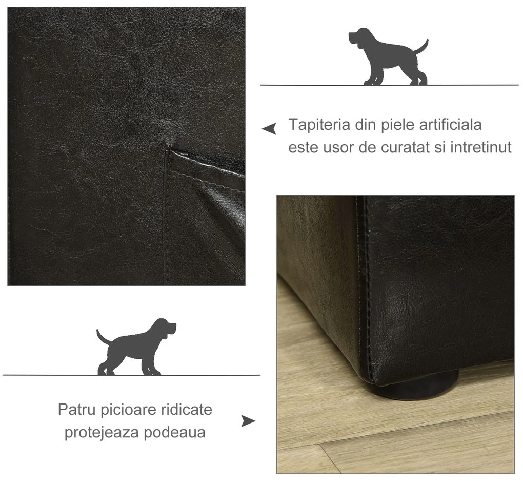 Canapele pentru Câini și Pisici PawHut din Piele sintetică cu Perne 68.5x42x43cm | AOSOM RO