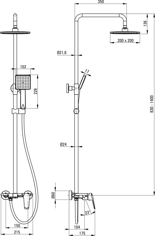 Boro Pălărie de duș, cu baterie de duș Finisaj: Crom NER_04PM