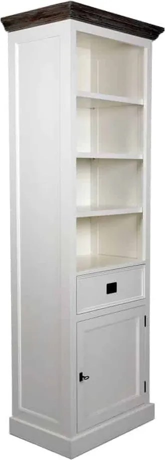 Etajeră lemn masiv alb Lahoma 6 compartimente /Maro, 70 × 45 × 196 cm