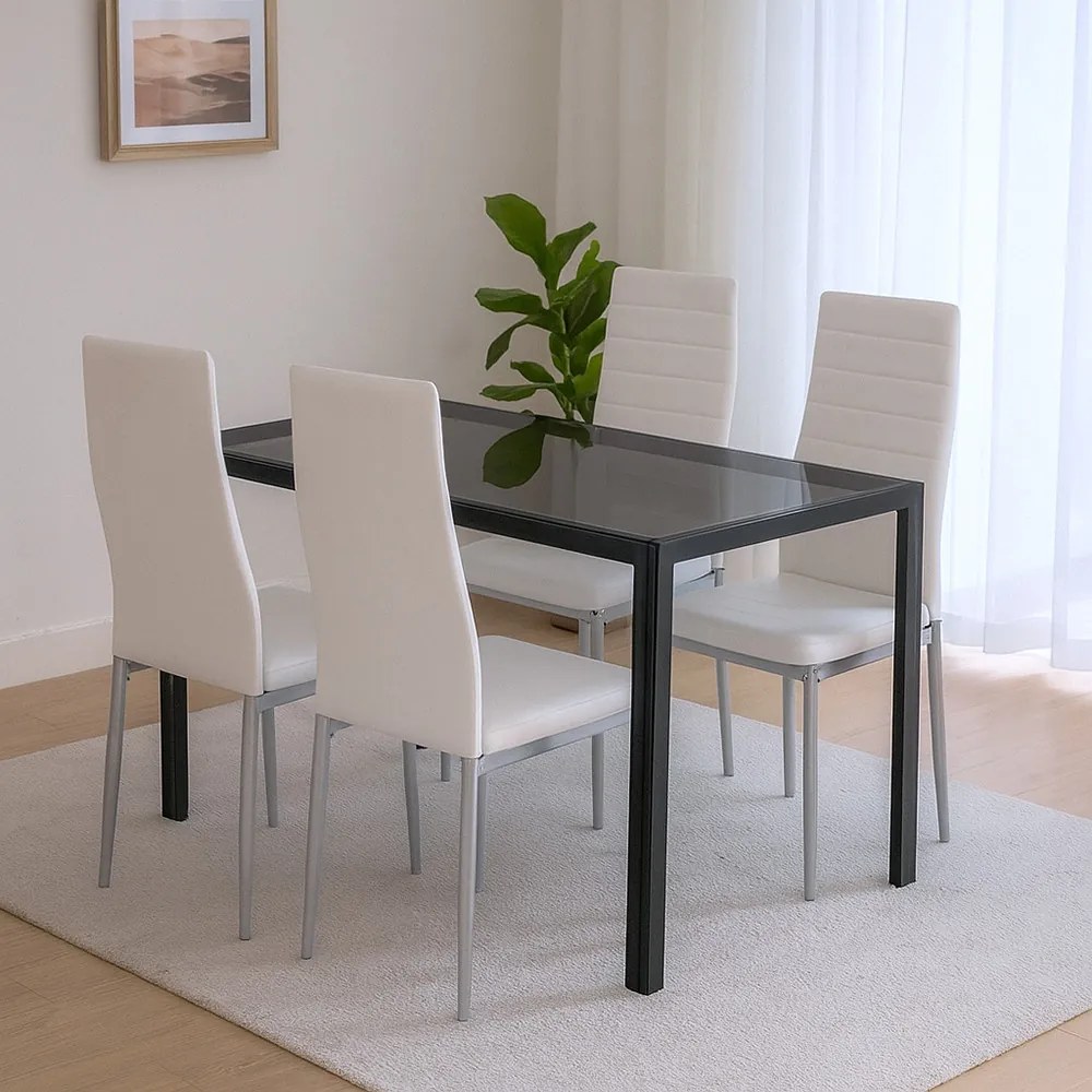 Rowan 4+1 set de sufragerie alb-gri