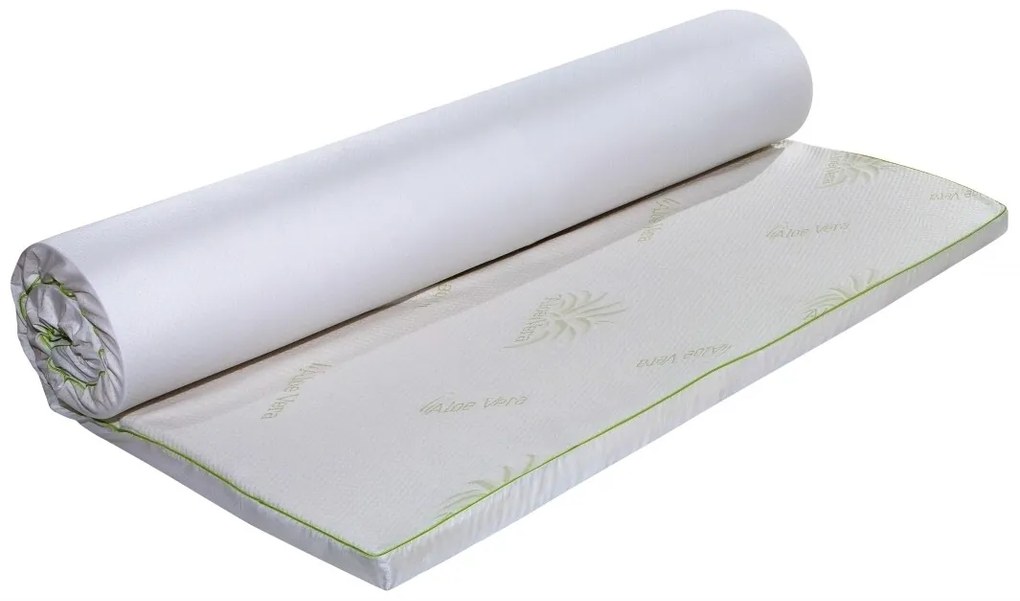 Topper saltea Aloe Vera Therapy Memory Arctic Gel 7 zone de confort, Green Future, 90x190 cm, H 5 cm