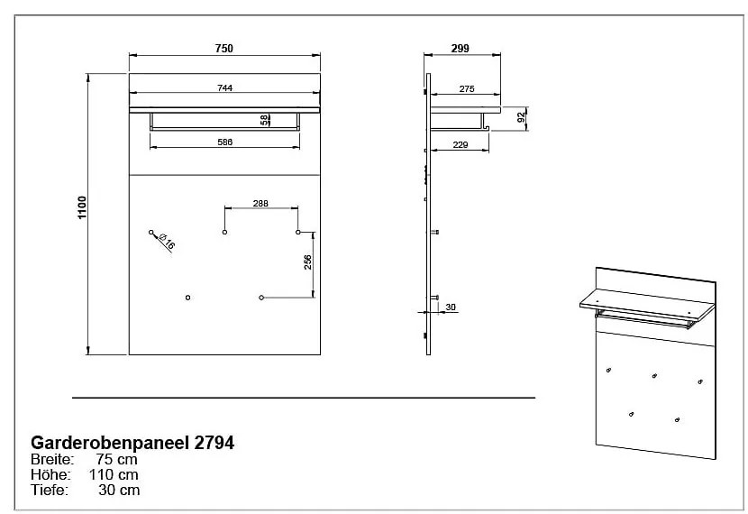 Panou de agățat diverse în culoare naturală cu aspect de lemn de stejar Fremont – Germania