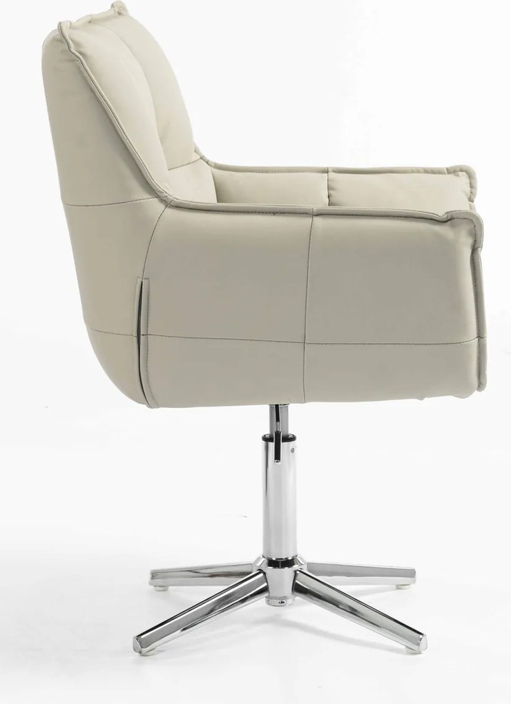 HR560CROSS Scaun Ecru Piele Ecologica Premium Soft cu Bază Cromata