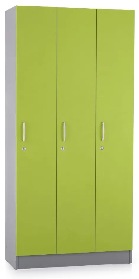 Dulap din lemn Visio LUX - 3 compartimente, 90 x 42 x 190 cm, verde