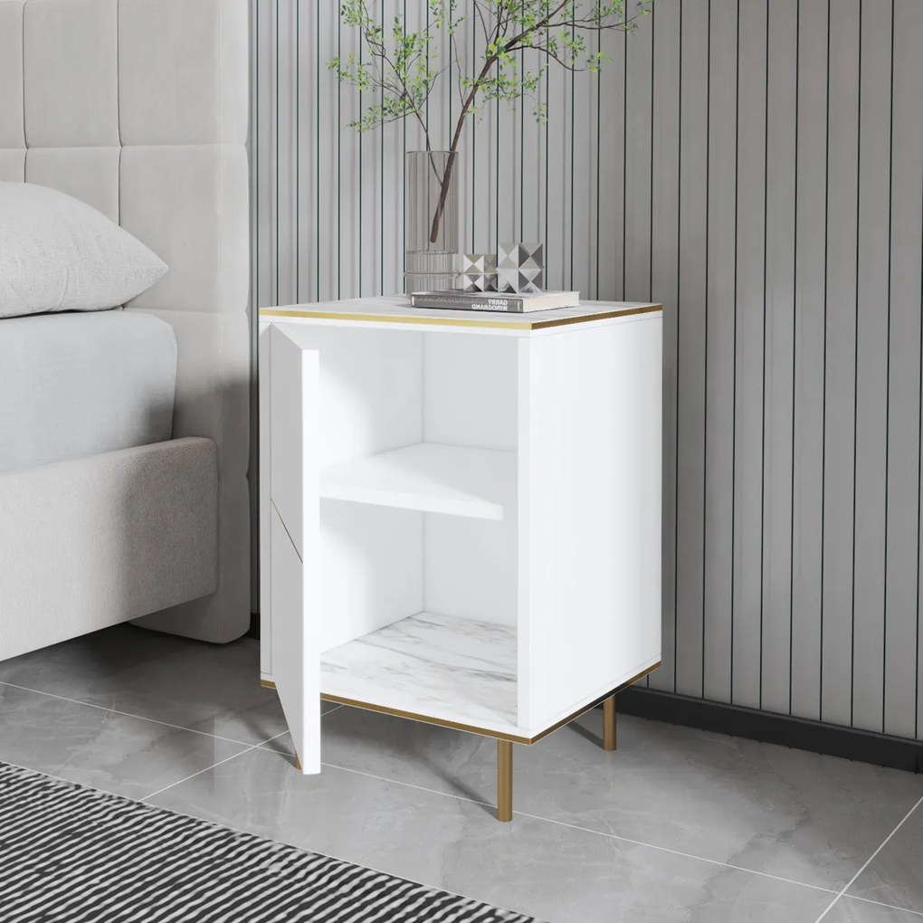 Măsuță de noptieră Imaj Marble White