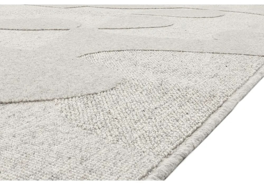Covor gri deschis din lână 160x230 cm Morphic Botanica – Agnella