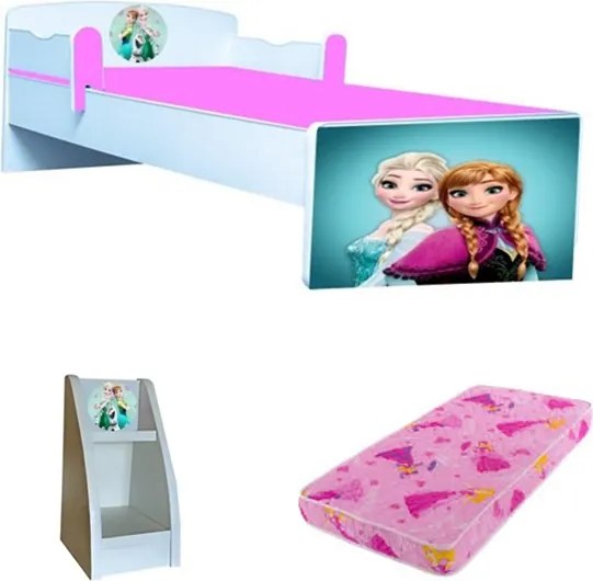 Pat copii Frozen cu saltea si etajera Cadou