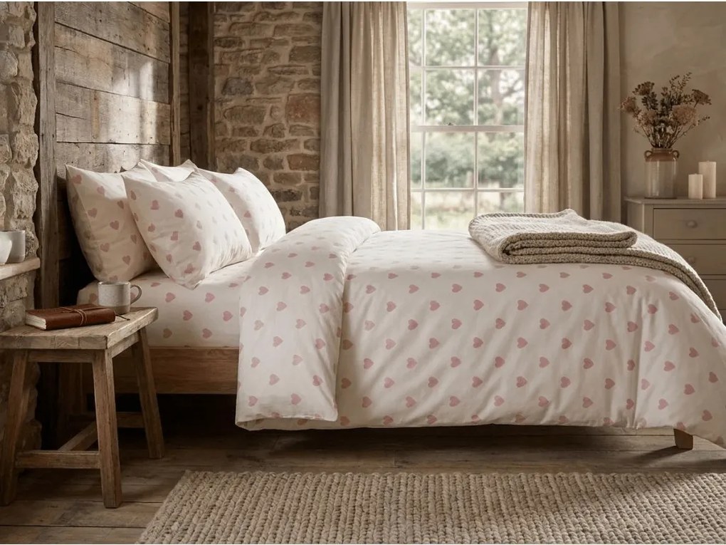 Lenjerie de pat din bumbac PINK HEART CHARM alb, 100% bumbac Dimensiune lenjerie de pat: 70 x 90 cm | 140 x 200 cm