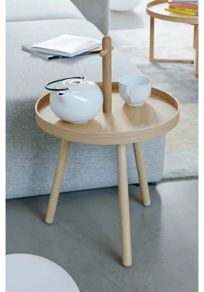 Măsuță auxiliară din lemn de stejar Wireworks Pick Me Up, ø 45 cm