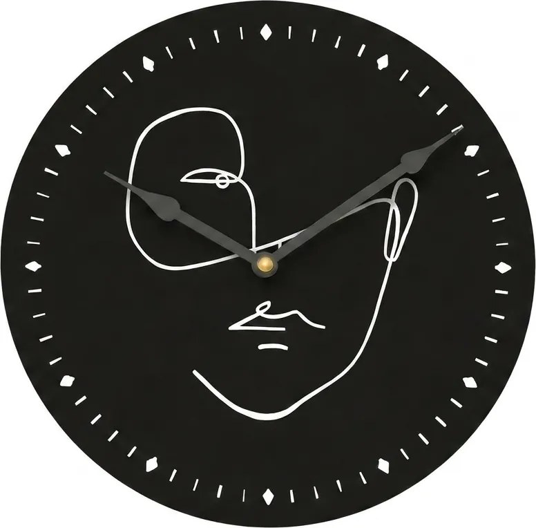 Ceas de perete LINE FACE 29 cm, negru
