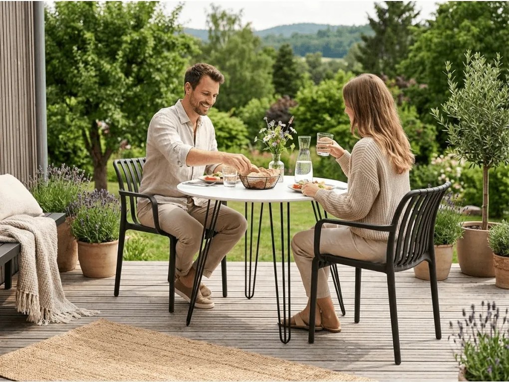 OFERTA Scaun din plastic TREGO cu brate, antracit clasa II