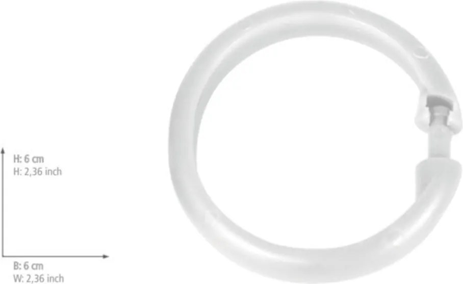 Set 12 inele din plastic pentru perdea duș Wenko, alb