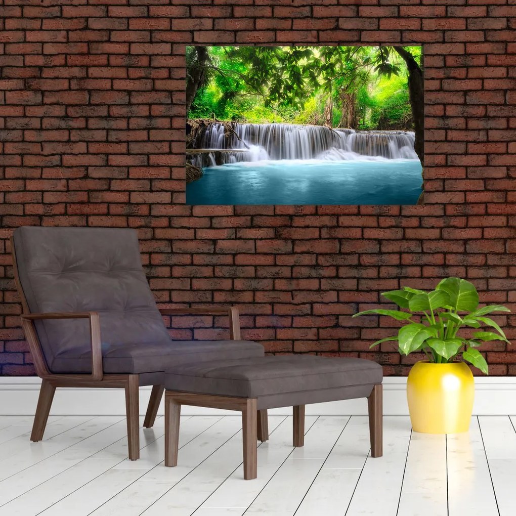 Tablou - Cascadă, albastru (90x60 cm)