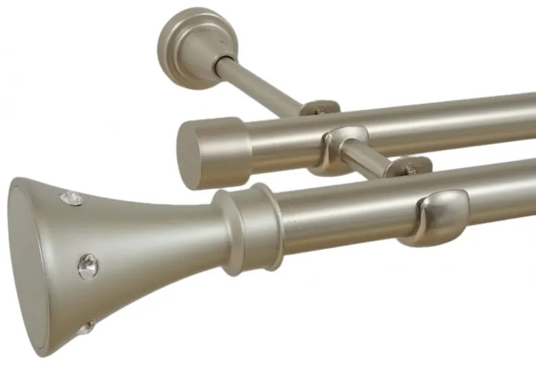 Galerie dubla fara inele CARTER/19 mm CROM MAT (Alege marime: 140 cm)
